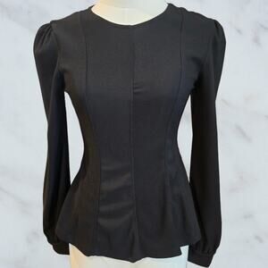 H&M Black Long-sleeve Peplum Top Sz. XS